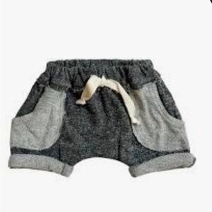 Gray Baby Shorts with Cream Drawstring by boutique label, oh baby!